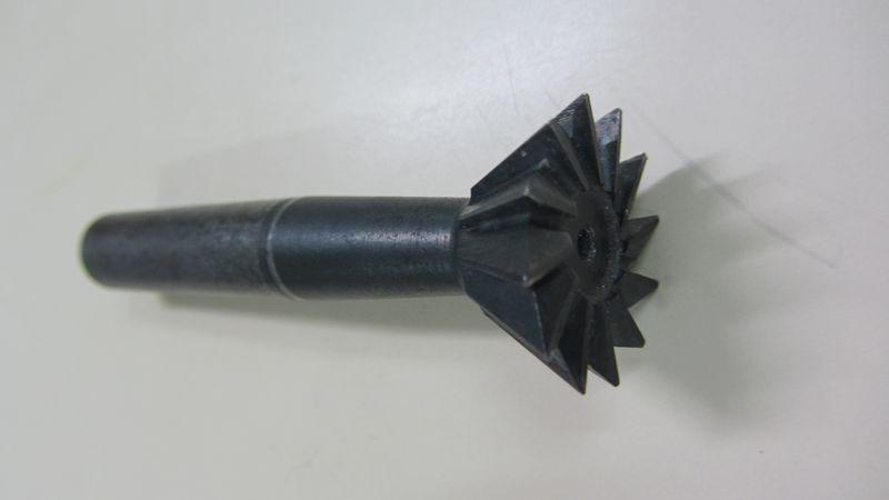Dovetail cutter, cone shaped and widest at the cutting end